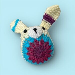 Crocheted‎ Bunny Rabbit Toy Stuffed Animal Handmade Blue Pink Yellow
